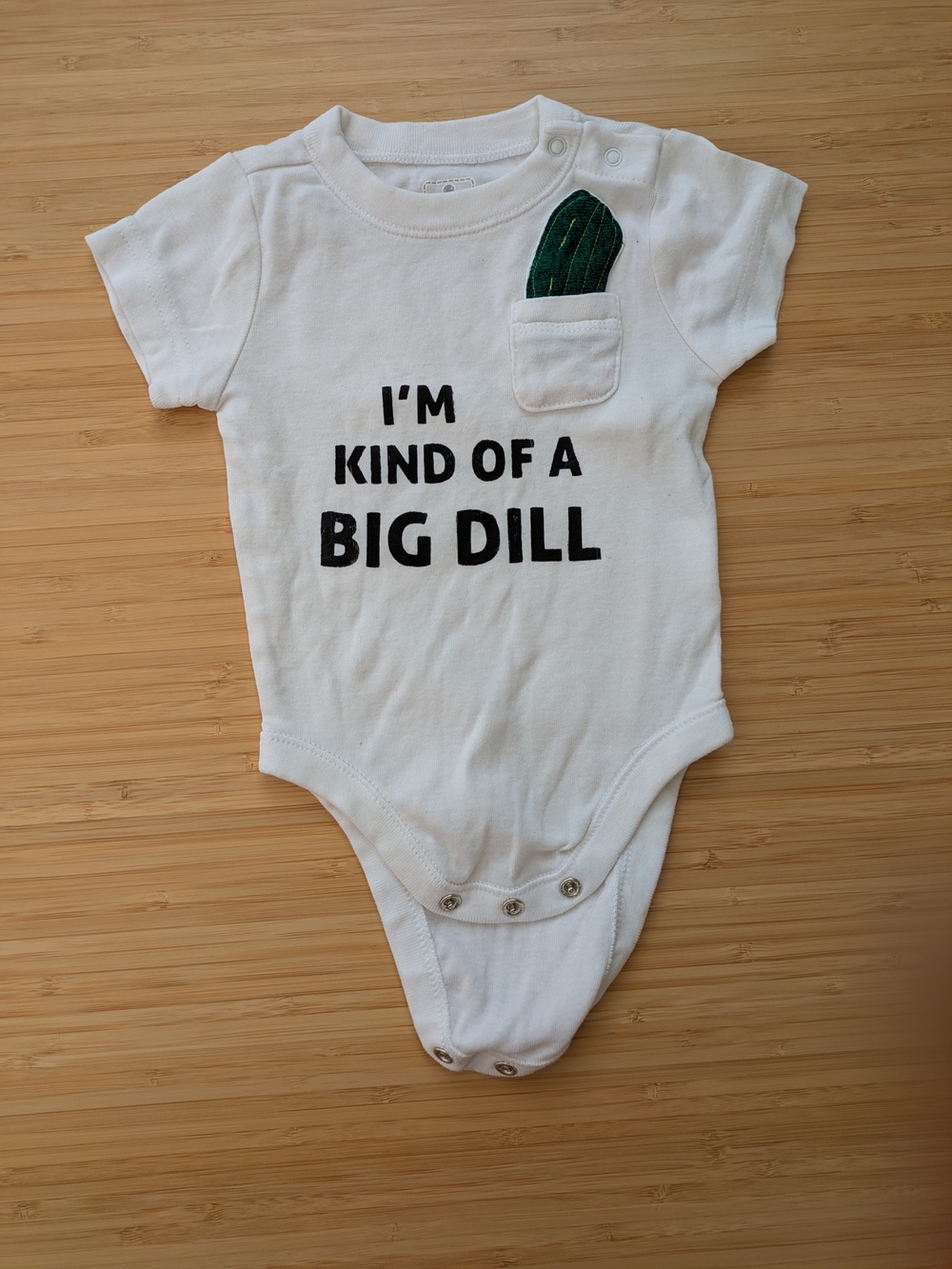 'Big Dill' Onesie with Green Pocket Pickle